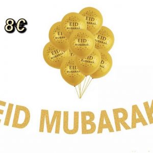 Ballons x10 + banderole EID MUBARAK