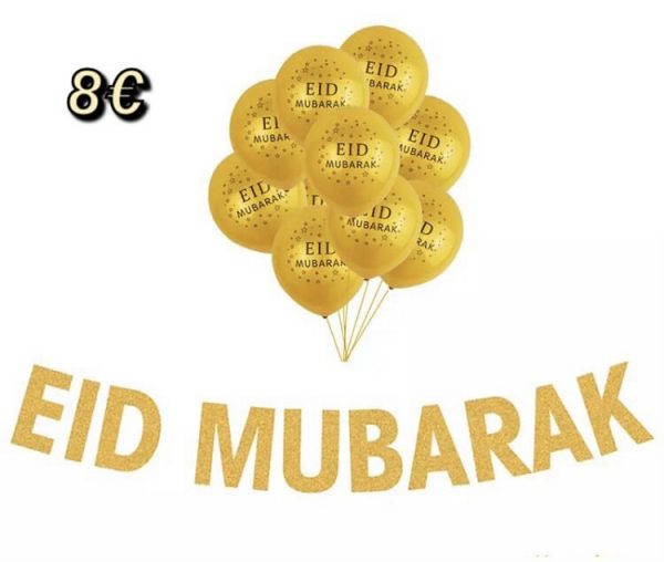 Ballons x10 + banderole EID MUBARAK