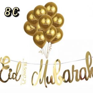 Ballon x10 + banderole Eid Mubarak